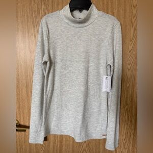 New Volcom Light Gray Lil Ribbed Soft Turtleneck Shirt